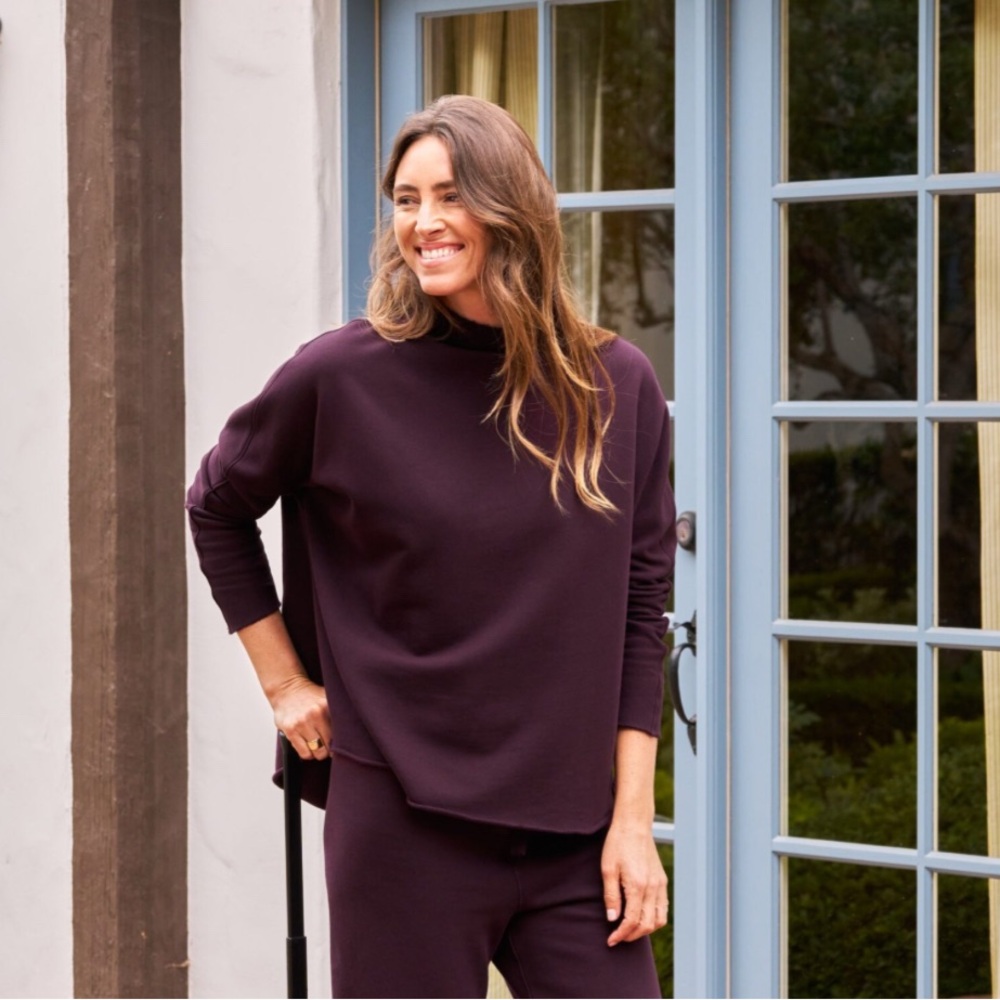 Frank & Eileen Oxblood -Dark Purple -Effie Sweatshirt. Size Small